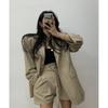Conjunto de Blazer com Lapela Casual de Moda Primavera de Alta Qualidade para Mulheres Coreanas + Shorts