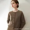 Cárdigan de cachemir 100% puro para mujer, sencillo, liso, de cuello redondo, chaqueta de punto de un solo botón, prenda exterior de cachemir de corte holgado