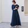 Outono e Inverno Estilo Coreano Base Saia Tamanho Grande Longo Vestido Feminino Grávida Vestido Feminino Acima do Joelho Solto Saia Grande Vestido de Manga Comprida