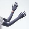 Mangas de proteção solar para o sol de verão, luvas femininas de seda gelada anti-ultravioleta, luvas de condução antiderrapantes com tela sensível ao toque, braço estendido, ao ar livre