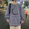 Sudadera de Cuello Redondo para Hombre Tendencia Primavera y Otoño Ins Estilo Hong Kong Tendencia Nacional Elegante Juvenil Pulóver de Cuello Redondo Top Casual Chaqueta