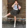 Falda corta floral estilo coreano para mujer, nueva colección de otoño, falda versátil de cintura alta, corte A adelgazante para figuras petite, falda casual de capas