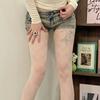 Meia-calça Jacquard Nova com Padrão de Losangos Preto de Seda Estilo Retrô Japonês Nicho Doce Fresca Meias Finas para Outono