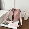 Bolso de Hombro de Color Sólido Estilo Nuevo Coreano Ins con Cierre de Cordón Bolso Cubo Portátil Bolso Cruzado Grande de Moda Casual