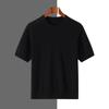 Verano Nuevo Casual Manga Corta Mezcla de Seda de Morera y Lana Camiseta de Cuello Redondo para Hombre Tejido de Manga Media Tops para Hombre Venta al por Mayor