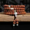 Pulsera pequeña de Vajra Bodhi para mano con cuenta de cabeza de Buda de piedra Shoushan, cuenta de cintura de calcedonia, múltiples vueltas de 108 cuentas de Buda para hombres y mujeres