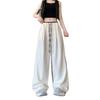 Pantalones de Seda de Hielo Yamamoto de Color Contrastante para Mujer Verano Delgados Talla Grande mm Gorditas Aspecto Adelgazante Holgados Estilo Perezoso Casual Pantalones de Pierna Ancha