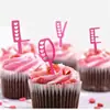Cupcake Decorativo de San Valentín Transfronterizo Letras LOVE Adorno para Pastel Tarjeta de Pastel de Acrílico para San Valentín