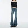 Jeans Slimming Versátiles de Tiro Bajo Estilo Retro Americano para Mujer Nuevo Estilo Petite Streetwear Versátiles de Moda Pantalones Micro-Flare