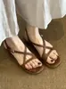 Sandalias Romanas Retro Coreanas 2026 con Tira Cruzada y Punta Abierta para Mujer, Versátiles y Cómodas con Tacón Grueso y Punta Cuadrada, Elegantes