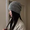 26 Otoño/Invierno Etiqueta Metálica Uso Diario Gorro Tejido Color Sólido Simple Casual Versátil Dobladillo Plegado Headwrap Sombrero para Clima Frío