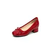 Zapatos con Tacón Grueso para Mujer que Aumentan la Altura Interior Color Nude Estilo Nuevo con Falda Boca Baja Punta Cuadrada Zapatos de Mujer Tacones Altos Rojos No Cansados Verano