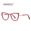 Gafas de estilo coreano rosa té anti-luz azul 3150 aro dorado TR montura óptica de moda esencial para cara grande espejo liso simple