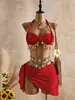 Artículos Populares de Venta Caliente Europeos y Americanos en Stock: Traje de Baño de Dos Piezas para Vacaciones en la Playa para Mujer, Conjunto de Tres Piezas a la Moda, Exclusivamente para Suministro de Comercio Electrónico Transfronterizo