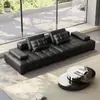Sofá Laurence Fila Recta Sofá de Cuero Genuino Italiano Sala de Estar Minimalista Lujo Ligero Villa Apartamento Pequeño Sofá Sofá de Alquiler