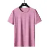 2025 Novo Verão Seda de Gelo Estampada Tamanho Grande Casal Manga Curta Corrida Esportes Casual Solta Camiseta Fitness Secagem Rápida