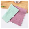 Paño de limpieza de vellón de coral engrosado de doble capa, toalla para lavar platos, toalla de mano absorbente, paño para limpiar tazones, paño para limpiar mesas, trapo para lavar platos