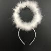 Diadema con Aro de Ángel de Plumas Tocado Hebilla para la Cabeza con Cuernos Fiesta de Halloween Navidad Baile con Lámpara Diadema Palo de Ángel