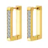 Aretes de botón cuadrados con incrustaciones de diamantes de estilo europeo y americano para mujer, moda, personalidad, versátiles, aretes de diamantes de oro de 18 quilates, venta al por mayor
