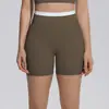 Nuevos shorts de yoga de bloqueo de color sin costuras transfronterizos, pantalones de yoga ajustados de cintura alta acanalados para correr, deportes y fitness