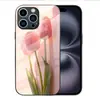 Aplicable a Apple 18PRO Funda de Vidrio Templado 17PROMAX Funda Protectora de Tulipán iPhone16 Flor Rosa 17E