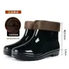 Botas de lluvia engrosadas, zapatos de agua para hombre de caña alta, zapatos de goma antideslizantes de caña larga, media, baja y corta, zapatos impermeables con forro de polar para hombre