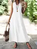Amazon 2026 Verano Estilo Europeo y Americano Vestido Largo Elegante sin Mangas con Cuello en V y Cremallera en la Espalda para Mujer