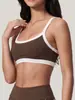 Sujetador deportivo europeo y americano transfronterizo, conjunto de yoga color block, camiseta sin mangas para correr y fitness al aire libre, top tipo sujetador sexy para mujer