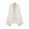 Cardigan de Punto Campari 25% Seda de Morera 75% Cachemira para Mujer, Cuello Halter, Holgado, Mangas Anchas, Abrigo Suéter