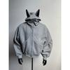 Moletom com Capuz Doberman Cinza Claro Masculino Outono High-End Americano Silhueta Cleanfit Jaqueta Curta Rígida