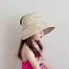 Sombrero de Sol a Cuadros Estilo Coreano para Niños, Estilo Delgado de Verano, Ala Ancha, Sombrero de Copa Abierta para Niñas, Sombrero de Sol Transpirable con Protección Solar