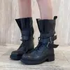 Botines estilo Martin retro británico para mujer, nueva colección primavera/verano 2026, con tacón grueso, correa de hebilla en el tobillo, botines de motociclista, botines versátiles de una sola pieza, modernos