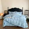 Juego de ropa de cama de cuatro piezas estilo lujo con pelo de conejo y terciopelo de leche, con un diseño de alta gama, engrosado para abrigar y adecuado para uso invernal