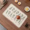 Esterilla de Té Zen Estilo Chino, Esterilla Pequeña de Satén para Té, Esterilla de Té Impermeable de Alta Gama para el Hogar, Esterilla de Mantelería para Mesa de Té Seco de Doble Cara
