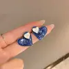 Brincos de gota de óleo azul amor 2024 nova moda temperamento brincos de temperamento Coringa um dois brincos
