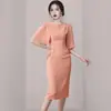 Comércio Exterior Feminino Verão 2024 Estilo Coreano Moda Elegante Elegante Emagrecedor Estilo Ladies Super Slim Fit Vestido Midi Liso