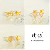Puzuojiu Accesorios DIY Dorados Arena Sin Decoloración Pendientes de Corazón con Lazo Completamente de Diamante Pendientes Sencillos de Moda Pendientes para Mujer