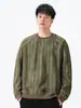 Ropa de Hombre Fengshe / Sudadera Rayada de Hombro y Manga Larga para Hombre, Camiseta de Manga Larga con Cuello Redondo, Top de Punto Moderno Estilo Americano