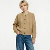 Comercio electrónico transfronterizo de Amazon, marca de moda RL, diseño auténtico, suéter de punto trenzado de color liso con intrincado bordado, cuello redondo, prendas de punto para mujer