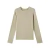 Camisa de Lana, Lyocell y Acetato de Nuevo Estilo para Mujer, Versátil Top de Punto con Cuello Redondo, Corte Ajustado, Ropa Interior de Manga Larga