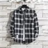 Camisa de Cuadros Amarillos Estilo Harajuku para Hombres y Mujeres Estilo Perezoso Holgada de Manga Larga Estilo Británico Moda Ropa para Parejas