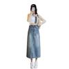 Vestido Largo de Mezclilla Estilo Americano Moda Femenina Marca Retro Ajustado Casual Versátil Falda Larga de Mezclilla Falda Larga Mujer Estilo Coreano