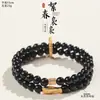 Pulsera de Jade Natural Hetian Grado Xi Jing para Mujer con Plata 925 y Lema de Seis Caracteres como Regalo de Cumpleaños para Novia