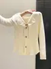 Nuevo Top de Punto Ajustado con Borde de Hongo Negro Escote en V Otoño/Invierno para Mujer Suéter Coreano Dulce Suave Capa Base