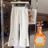 Calças de Veludo Grosso para Outono e Inverno para Meninas Estilo Coreano Estilo Infantil Macacão de Veludo Sino Calças Longas Casuais da Moda para Estudantes
