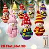 16 Piezas Muñeco de Nieve Plano Colorido 2D Tonos Arcoíris Madera Gorro de Lana Decoración Navideña Familiar para Oficina Adorno Colgante