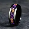 Anillos de Acero Inoxidable de Moda Personalizados Opalos de Venta Caliente Transfronterizos Anillos de Pareja de Venta Caliente Al por Mayor Negro Morado Dorado