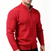 Suéter de Punto con Cuello Alto y Cremallera Estilo Europeo y Americano para Hombre 2026 Otoño Invierno Textura de Punto Grueso Ajuste Delgado Cárdigan de Punto Chaqueta Casual Engrosada para Hombre