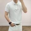 Camisa Polo de Punto Fino de Seda Helada para Hombre con Cuello de Solapa y Estampado de Piña, Color Sólido de Manga Corta, Casual Versátil, Una Pieza, Envío Directo