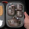 Conjunto de Chá Presente Conjunto de Chá Portátil para Viagem Zisha Vidro Copo Rápido Copo de Justiça Uma Panela Seis Copos Separação de Água e Chá Conjunto Completo